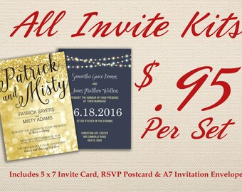 Affordable Wedding Invitation Set Printed with RSVP - Cheap, Laser, Gold, RSVP, Elegant, Printable, Template, Floral, Art Deco, Modern