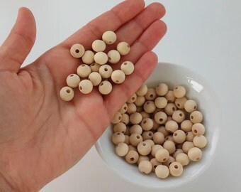 10 MM natural wood beads without varnishing, unfinished - Wooden beads 10mm diameter, unfinished, natural-Wooden supplies-wooden balls