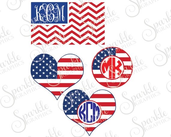 Download American Flag Monogram Set Cut File American Summer SVG 4th of