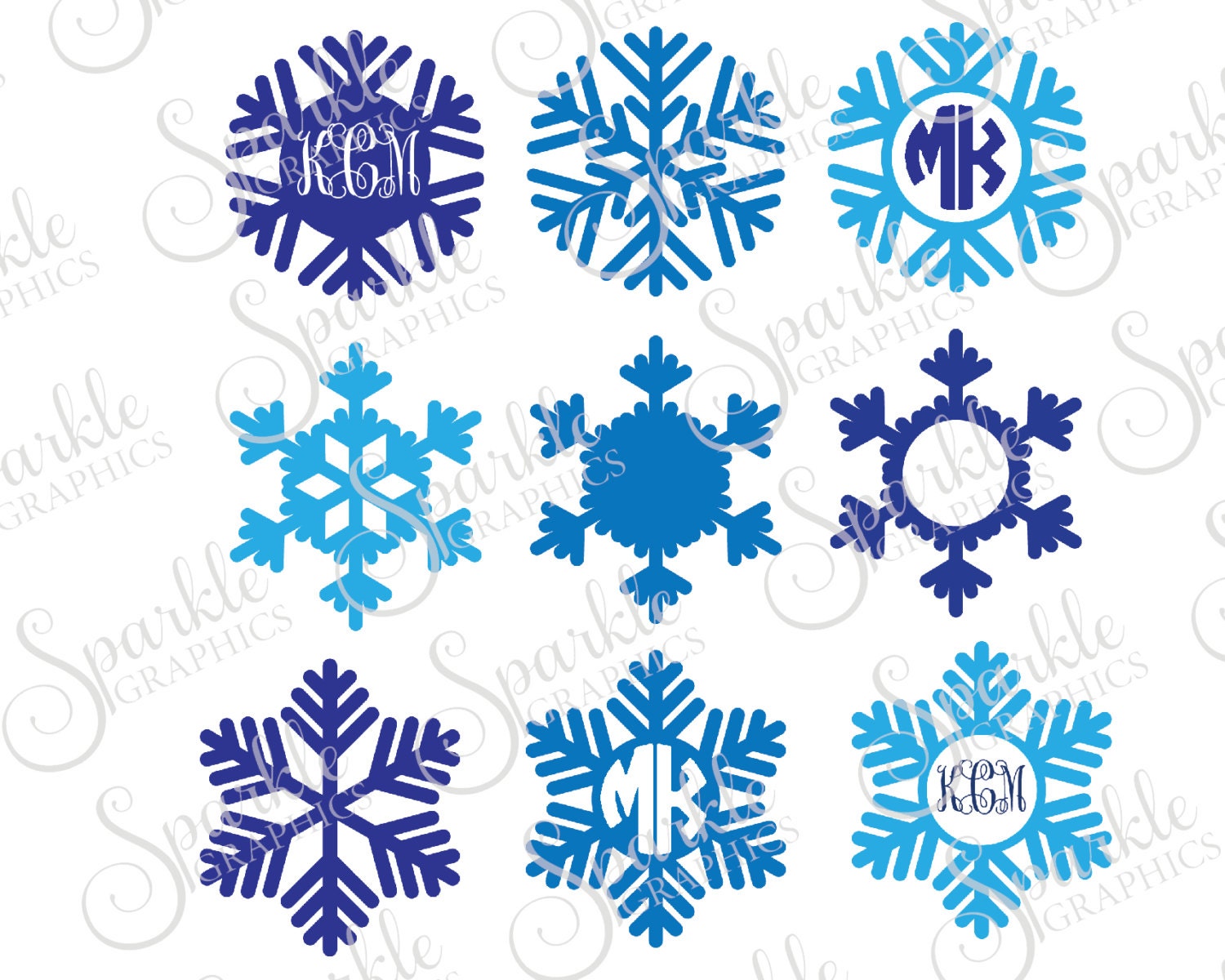 Snowflake Monogram Frame Winter SVG Christmas SVG Snowflakes