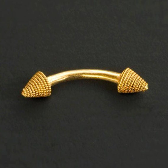 16g Gold Curved Barbell Piercing Jewelry 22 Carat Gold
