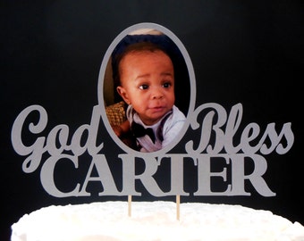 Baptism Cake Topper, Personalized Cake Topper With Name, Custom Name Cake Topper, God Bless Cake Topper, Christening Cake Topper