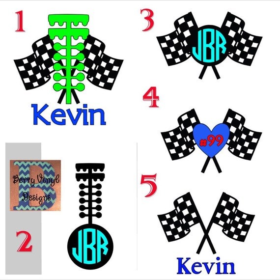 Download Items similar to Drag Racing Monogram/Name Vinyl Decal on Etsy