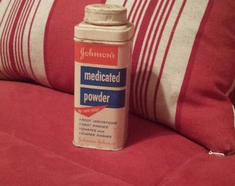 Johnson & Johnson vintage medicated powder tin. 1959.