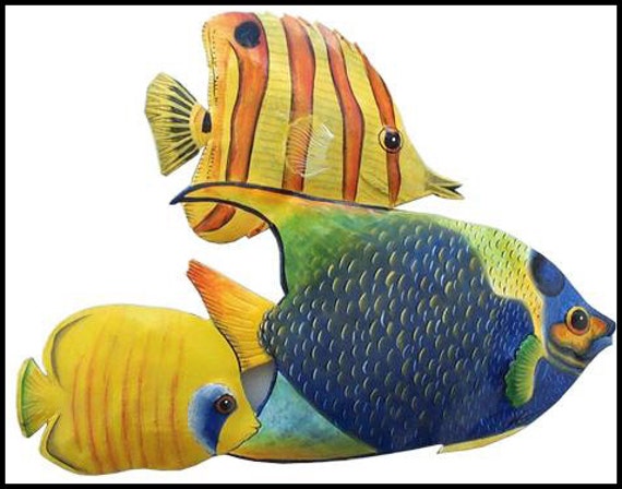 Tropical Fish Metal Wall Art Painted Metal Art Garden