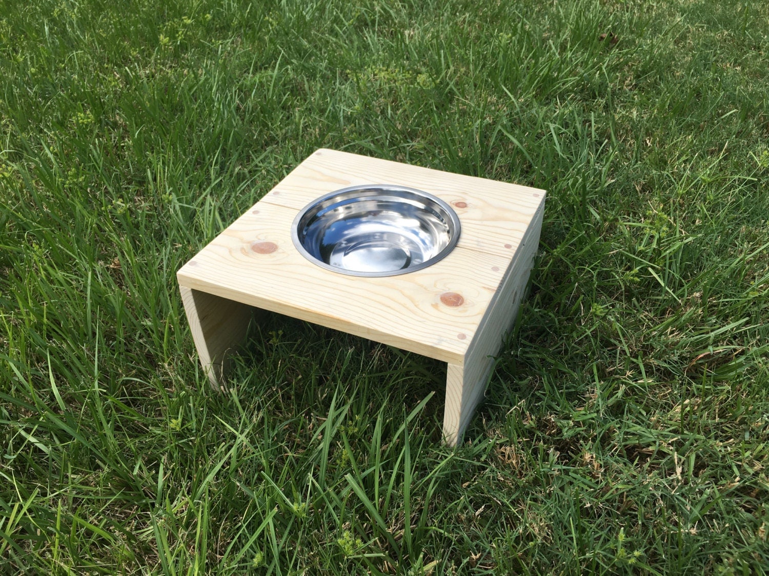 Single Raised Dog Bowl Stand Single Wooden Bowl by CountingADaisy
