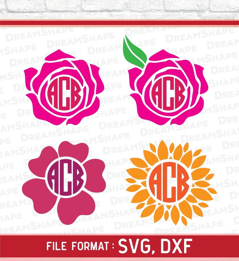 Download Flower SVG Rose Monogram Flower SVG Files Flower SVG Files