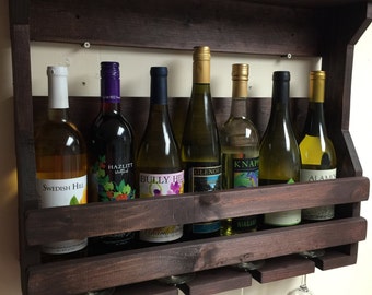 Wooden wine rack | Wall mounted wine rack | Handmade rustic home decor | Wall mount wine rack | Wedding gift | Wine crate.