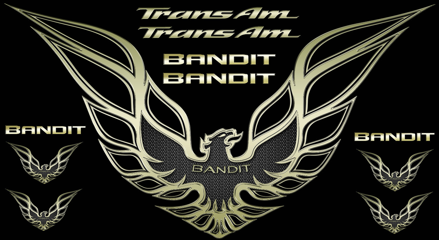 Custom 1993-2002 Trans Am bandit decal set Gold Metallic with