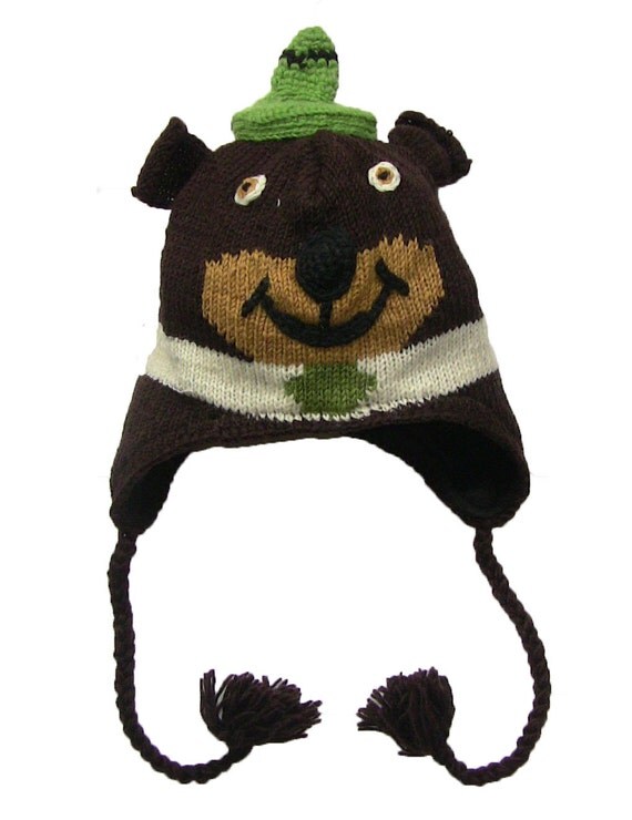 Items similar to High Quality Yogi bear Style hand knitted fleece lined