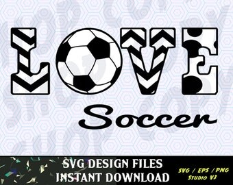 Love Soccer SVG Vinyl Cutting Decal, for Mugs, T Shirts, Cars SVG files for Silhouette Cameo Cut Files, Svg Cutting Files. SVG Decal