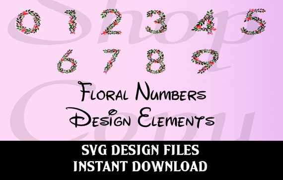 Download Items similar to Floral Number SVG Vector monogram Font ...