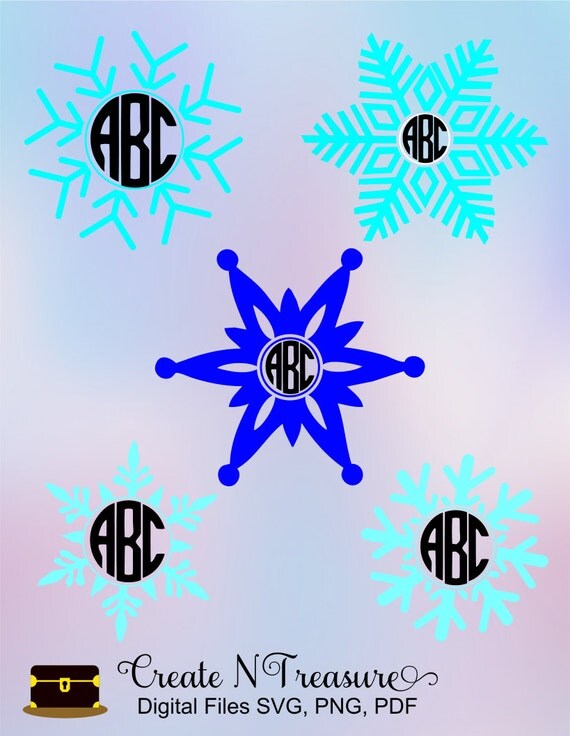 Download Snowflake monogram frames SVG DXF. Cutting files for