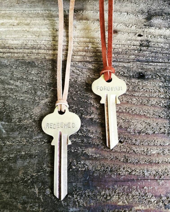 Items similar to Men's Key Necklace Custom Handstamped on Etsy