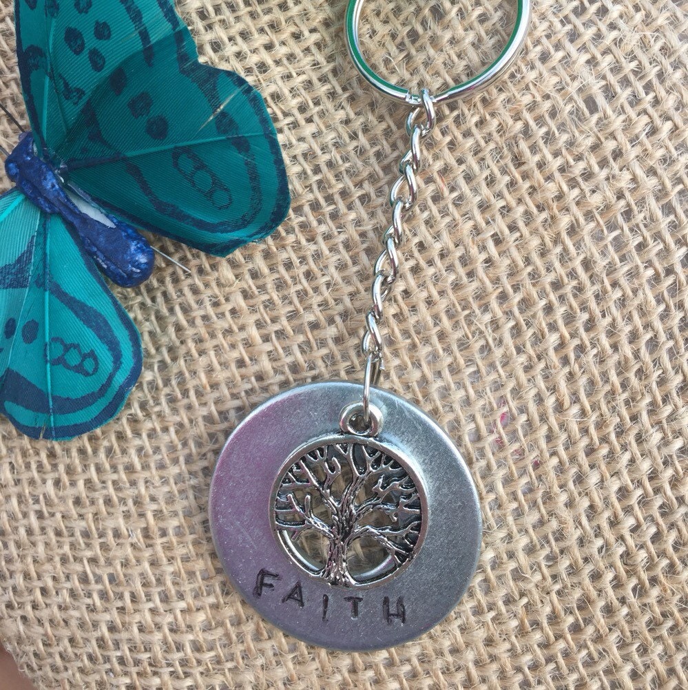 FAITH Stamped Washer Keychain by CustomCreationsKLJ on Etsy