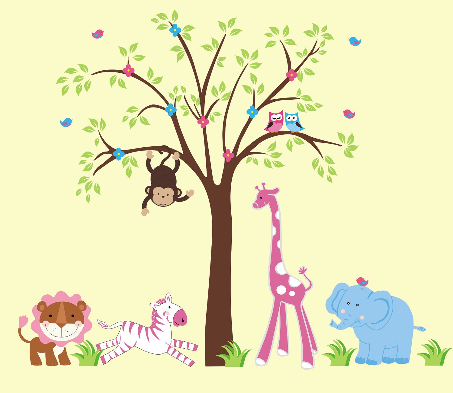 Nursery Wall Decals Safari Animal Wall by NurseryDecals4You