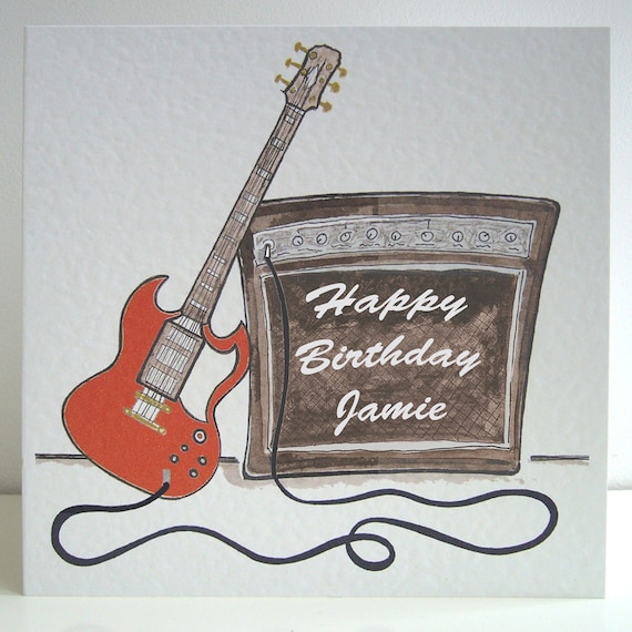 Electric Guitar Card Guitar Card Musician's Card Guitar