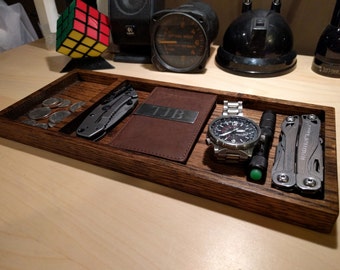 Solid Oak Valet - Key Tray - Change Dish - Dresser Valet - Mens Valet - Dresser Organizer