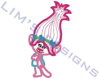 Hairy Creature Poppy applique machine embroidery design- 3 sizes 4x4", 5x7", 6x10"
