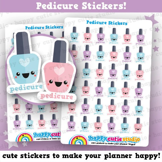 36 Cute Pedicure/Nail Polish/Varnish Planner Stickers