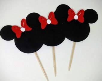 Minnie Mouse Cupcake Topper, Set of 12, Minnie Mouse, Cupcake Topper, Minnie Mouse Decorations