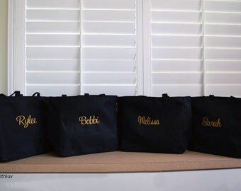 bridesmaid totes, bridal shower gift, personalized tote bag, bridesmaid bags, bridesmaid gift, bridal party gift, bridal shower gift