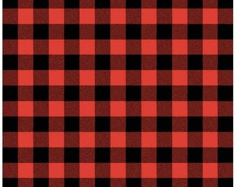 Red and Black Plaid Cotton Fabric - Robert Kaufman - Carolina Gingham 1'' Scarlet- Plaid by the Yard- Red and Black Gingham Quilting Fabric