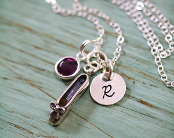 SALE • Ballerina Gift • Personalized Ballet Necklace •Sterling Silver Ballet Dancer •Ballet Gift •Dance Team Jewelry Recital •Toe Shoe Charm