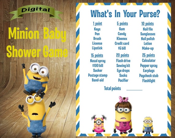  Minion What s In Your Purse Minion Baby Shower by 