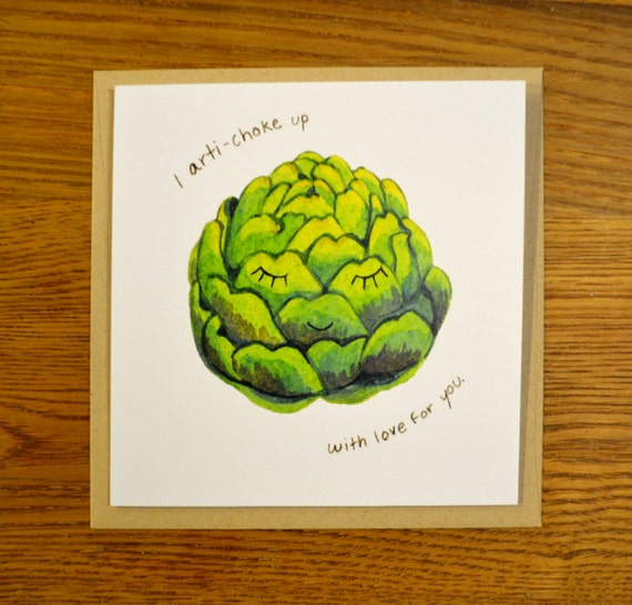 Items similar to Funny & Cute Artichoke Pun Greeting Card on Etsy
