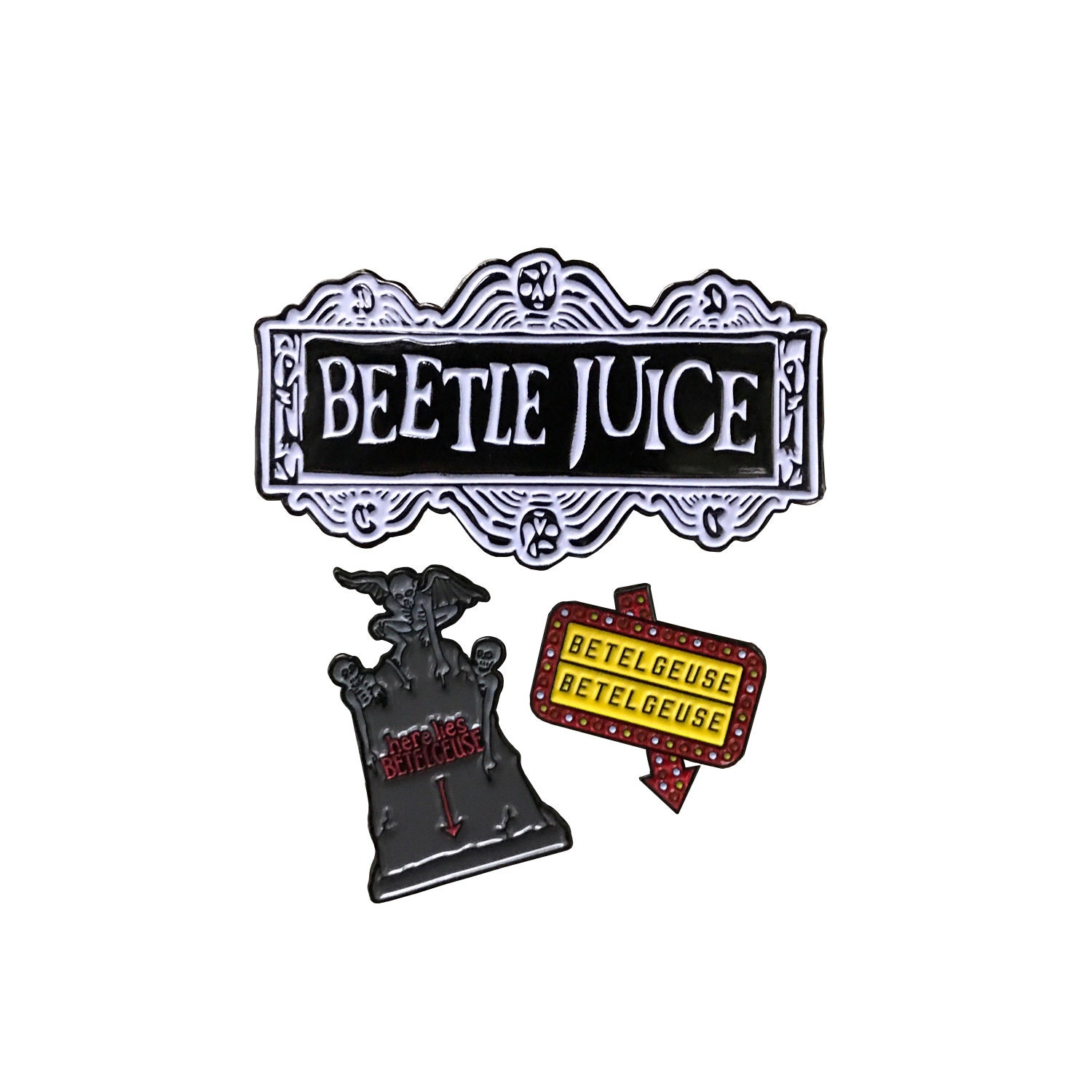 3 Pack Of Beetlejuice Enamel Pins