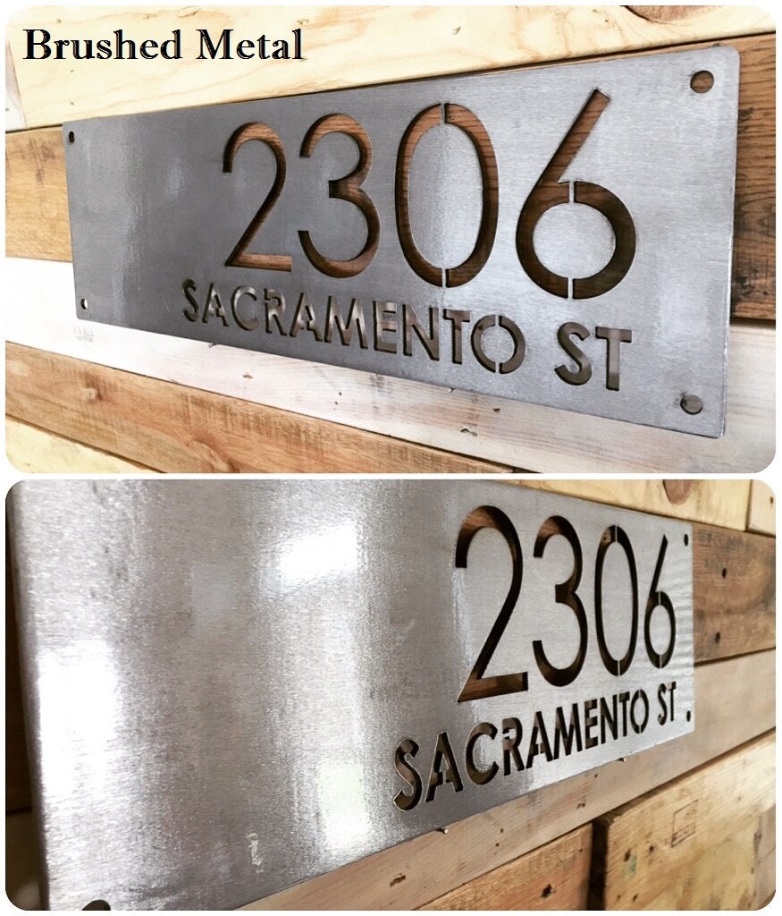 Custom Metal house number with text Modern / Rustic house