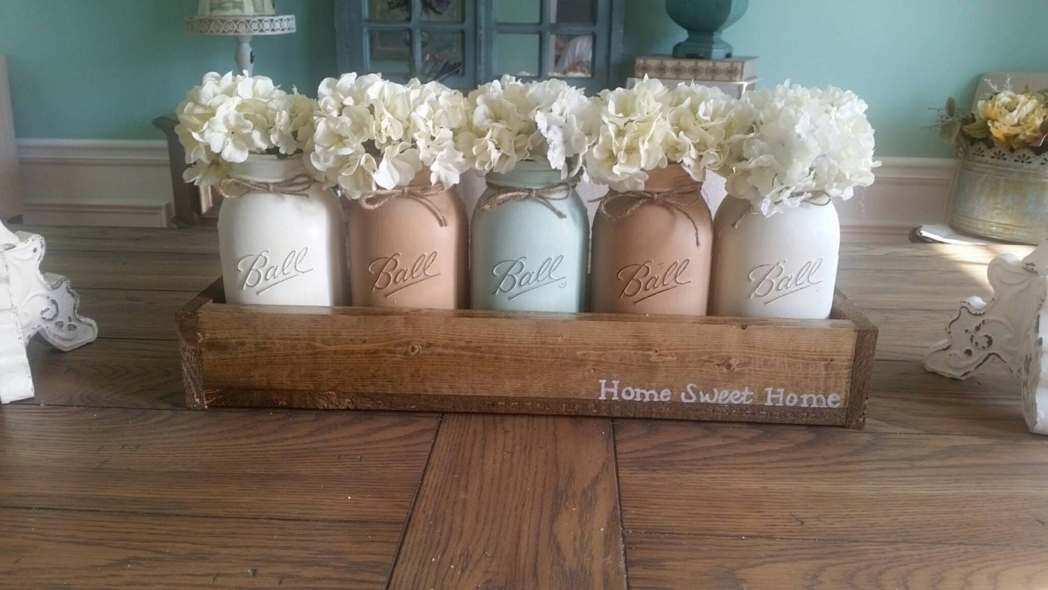 Mason Jar Table Decor Mason jar Centerpiece Rustic Home