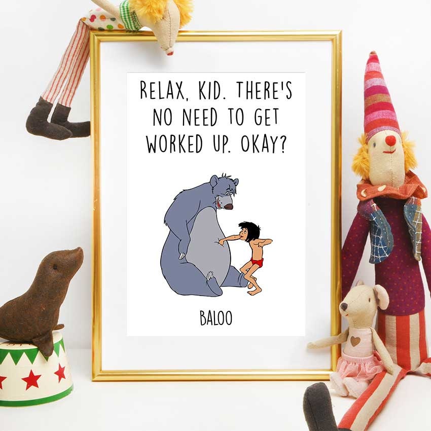 Baloo and Mowgli Print Jungle Book Quote Disney Quotes