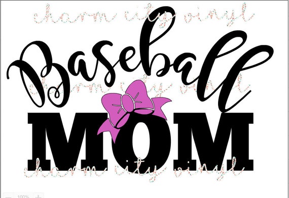 Download Baseball Mom SVG. and PNG. files With Bow and Baseball Heart