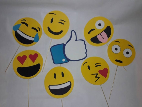 Emoji Photo Booth Props Set Of 8 By Allthemespossible On Etsy