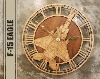 F-15 Eagle Wooden Wall Clock, United States Air Force, Aircraft Gift, Airplane, Wood Clock, Aviation Gift, Military Gift, Pilot Gift
