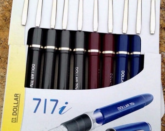 10x Dollar Fountain Pen 717i Classic Style ( Pack of 10) (Black/Blue/Red)