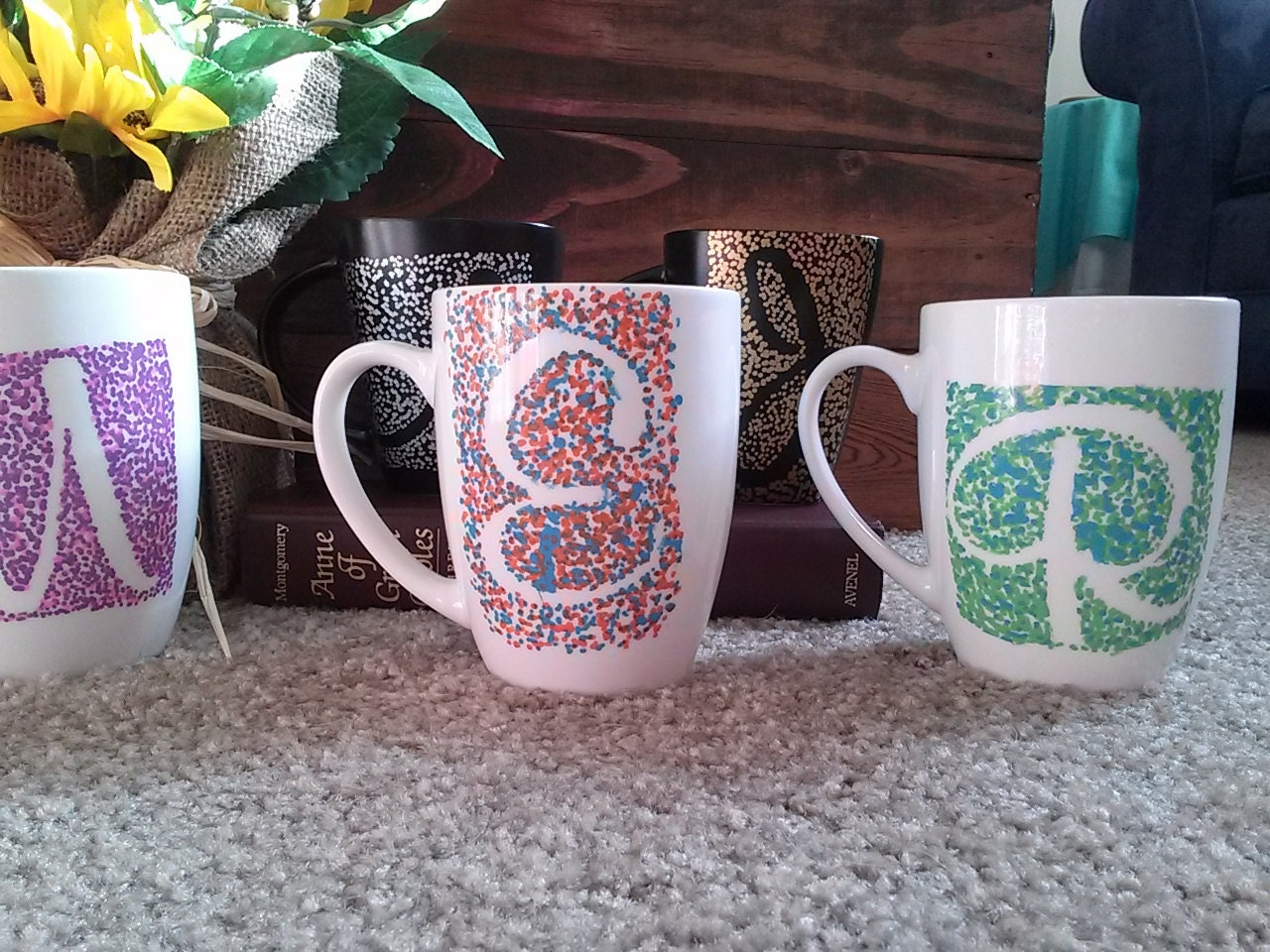 Ceramic Monogram Initial Coffee Mug Made to by RaysSunshineGifts