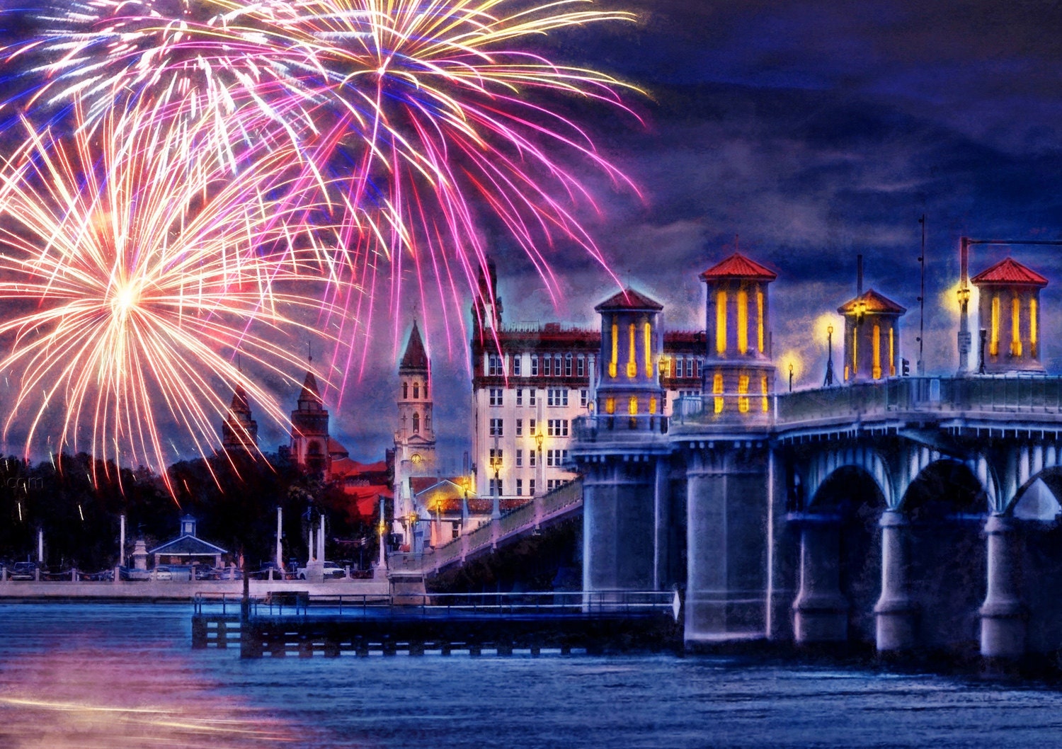 St. Augustine Bridge of Lions Drawbridge Fireworks