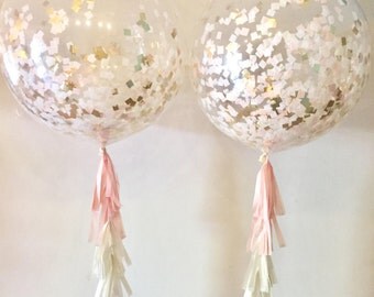 Beautiful 36" Confetti Balloons with Tassels - Blush Ombre or Custom!