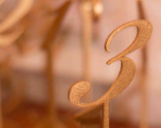 SALE 5 Wedding Numbers-Golden Table Numbers-Gold Wedding Numbers-Freestanding Wedding Number-Freestanding with base