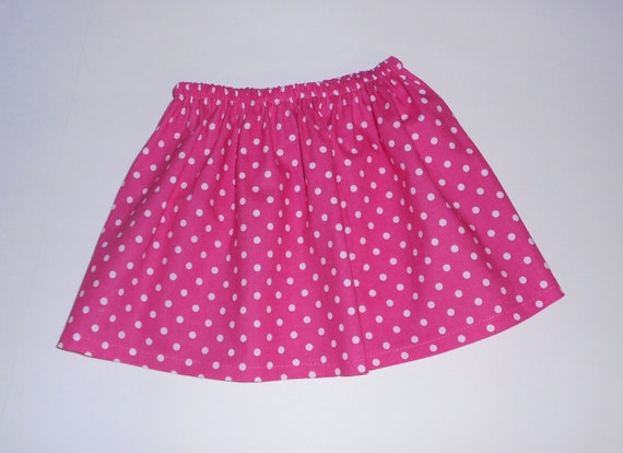 Toddler or Baby Girl Cotton Skirt Pink Polka Dot Skirt