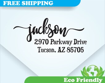 Address Stamp, Self Inking Return Address Stamp, Personalized Address Stamp, Calligraphy, Custom Wedding Stamp (AD051)