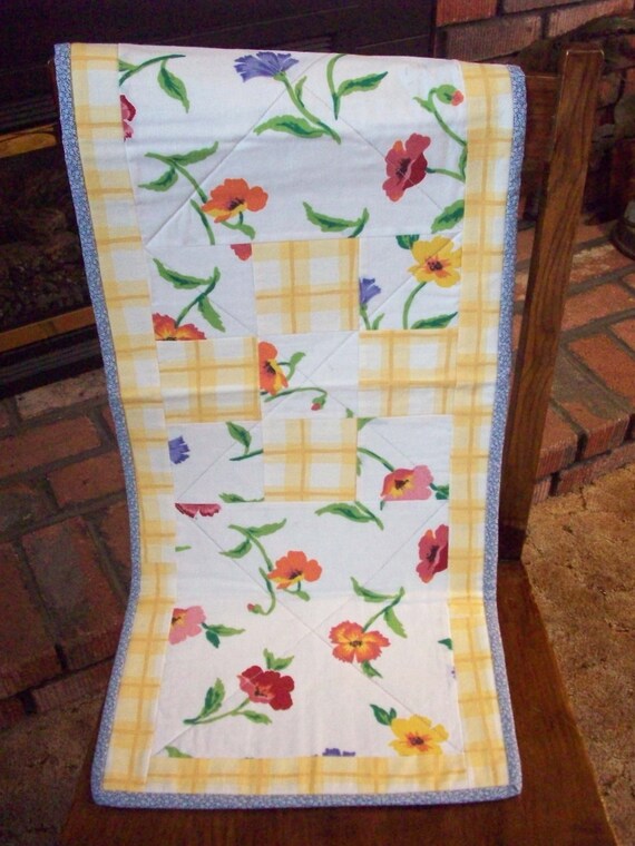 Floral and Yellow Plaid Table Runner