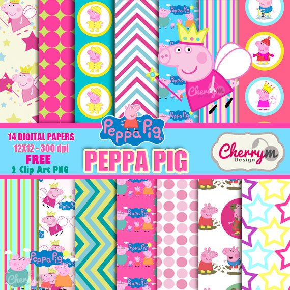 Peppa Pig Digital Paper Free Clip art scrapbook papers