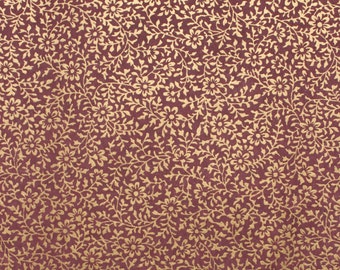 Gold Vines on Burgundy Chiyogami Paper. 8.5" x 11" sheet. Washi Yuzen Chiyogami