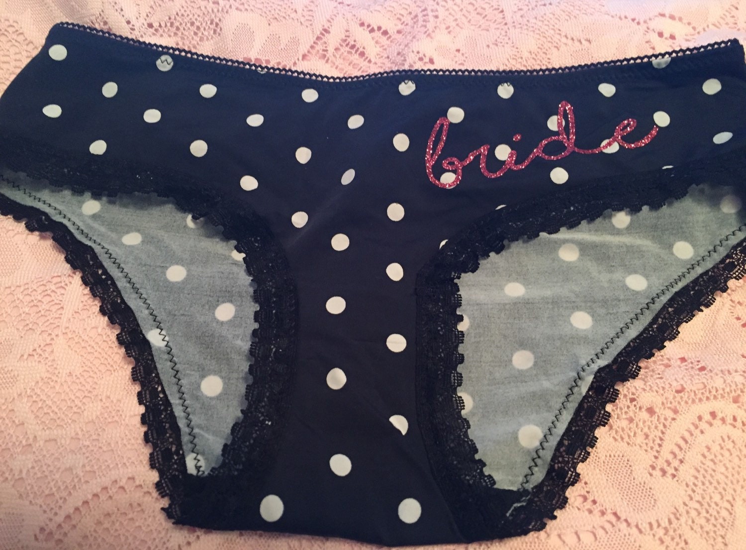 Black and White Polka Dot Bride Panties by