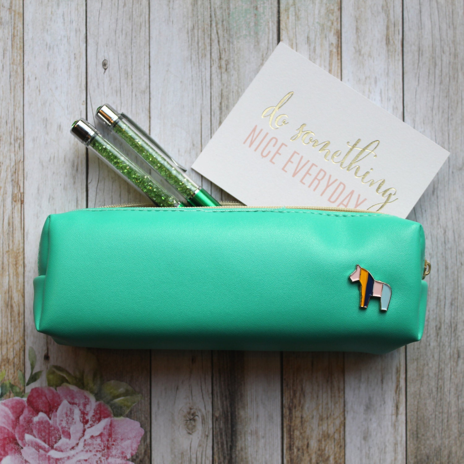 Mint Green Pencil Case by ThePensnicketyCo on Etsy
