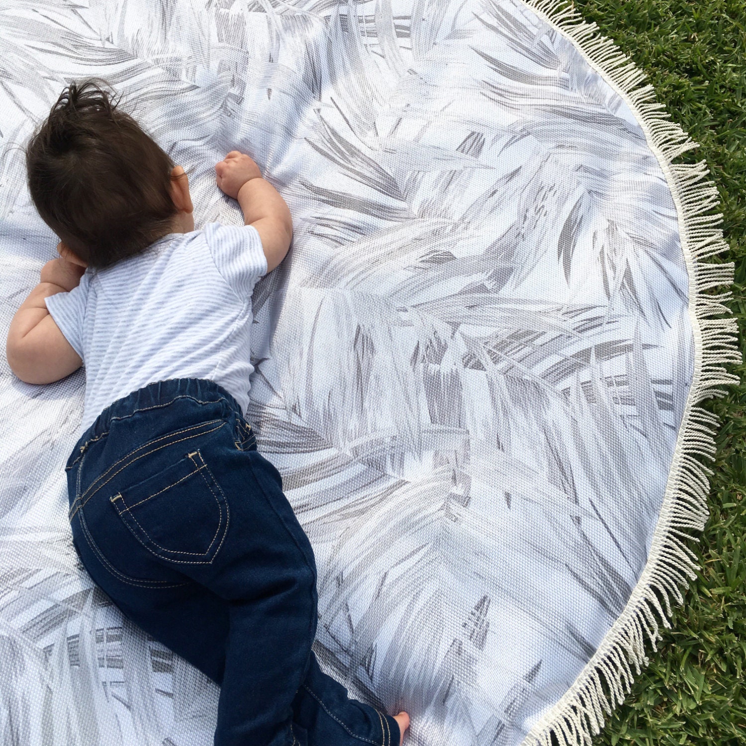 130cm XL Round Padded Baby Play Mat Tummy Time Mat Playmat